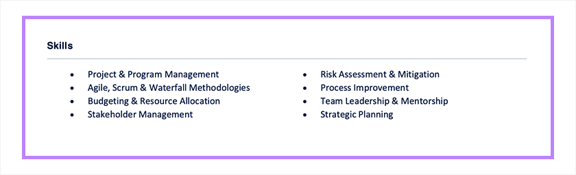 Chronological Resume Skills Example