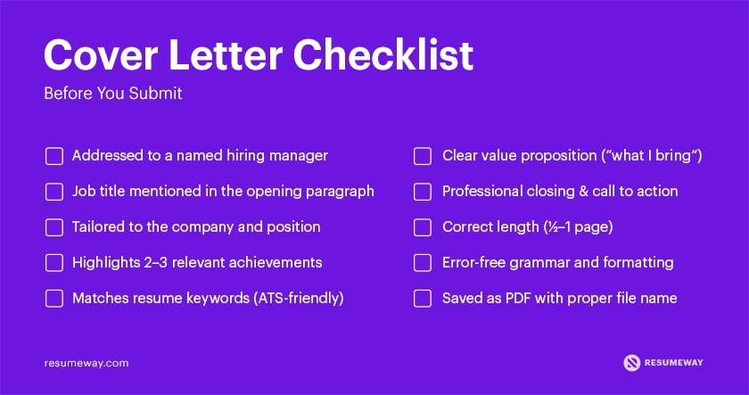 Cover letter checklist for job applications in 2026