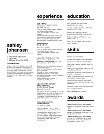 Creative Director Resume Template 150070. MS Word, Pages