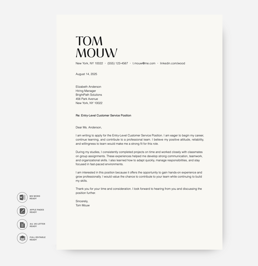 Ertry-Level Customer Service Postion - Black & White