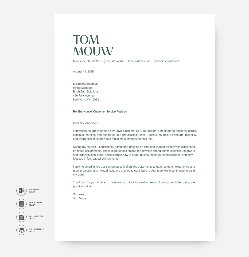 Ertry-Level Customer Service Postion - Dark Green