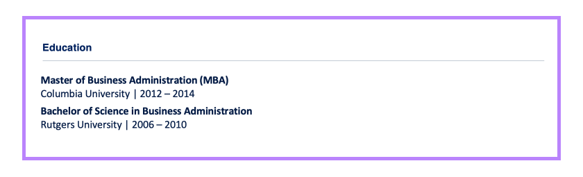 Example Education Senior Project Manager