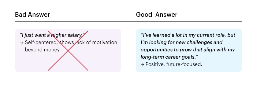 Bad and good interview answer example: Why Are You Looking For A New Job? Phone Interview