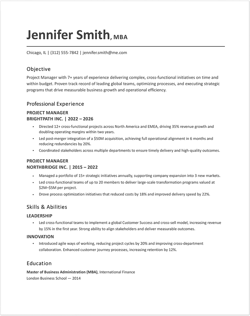 Free Chronological Resume Template