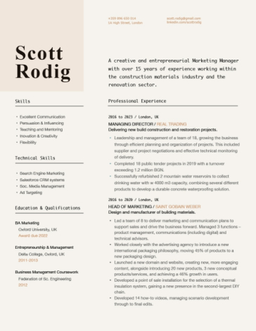 Marketing Manager Resume Template MS Word, Pages - 150090