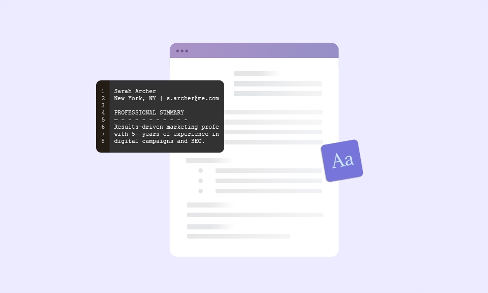 Plain Text Resume Copy