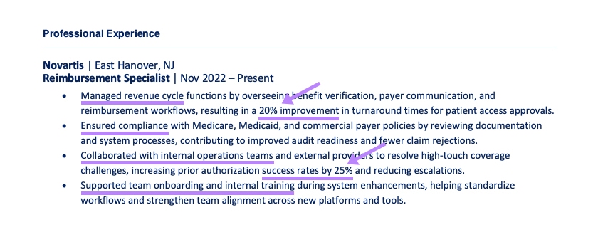 Professional Experience Use Resume Action Verbs