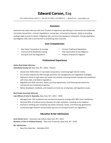 Real Estate Attorney Resume Template for MS Word and Apple Pages