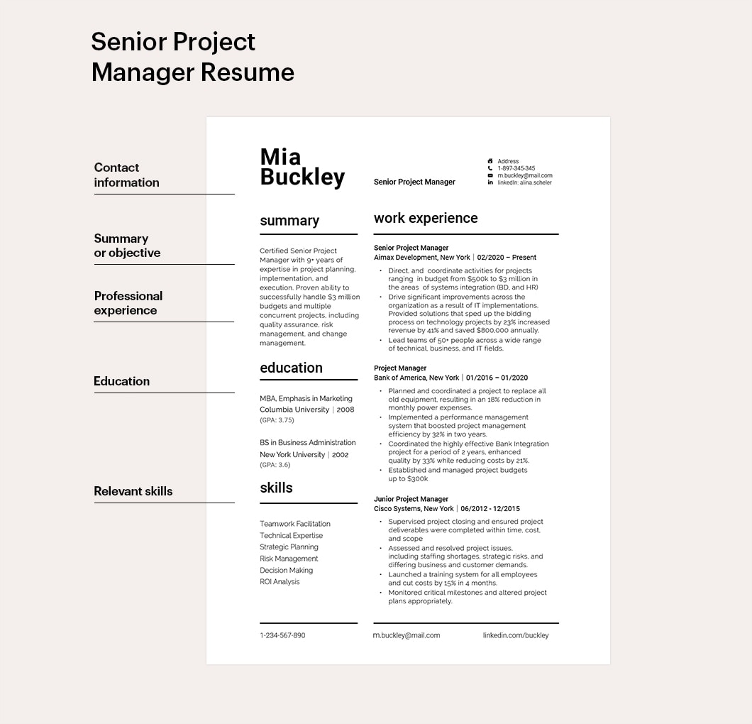 Senior Project Manager Resume – Key Sections Overview