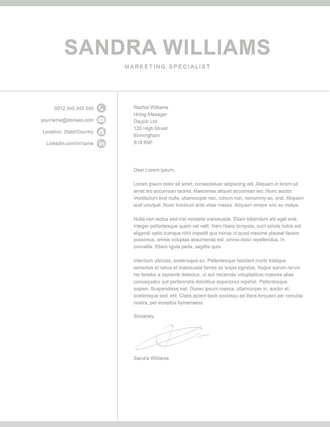 Classic Cover Letter Template 120560
