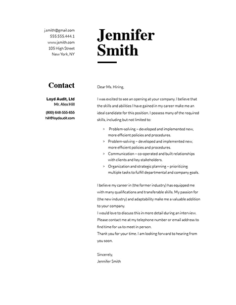 Classic Cover Letter Template 120750
