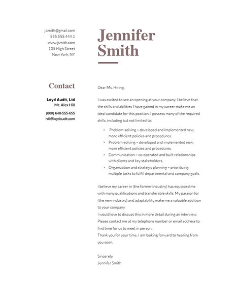 Classic Cover Letter Template 120770