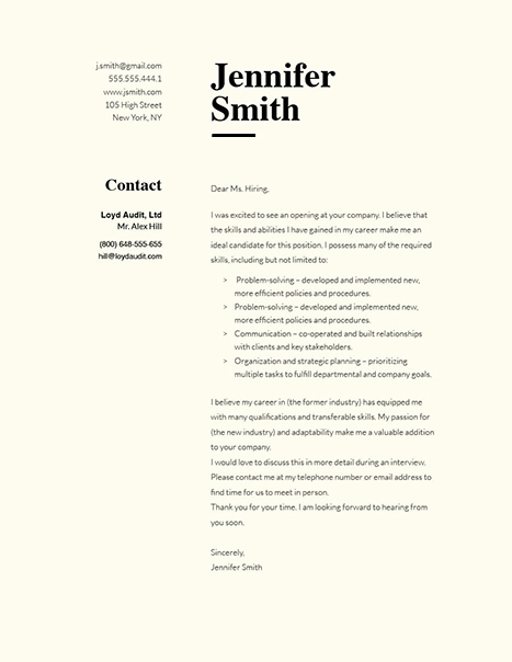 Classic Cover Letter Template 120780