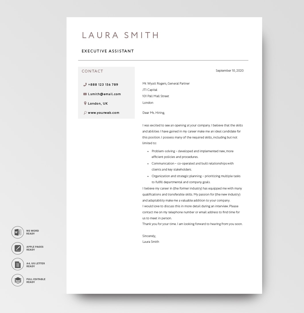 Classic Cover Letter Template 120820 Brown