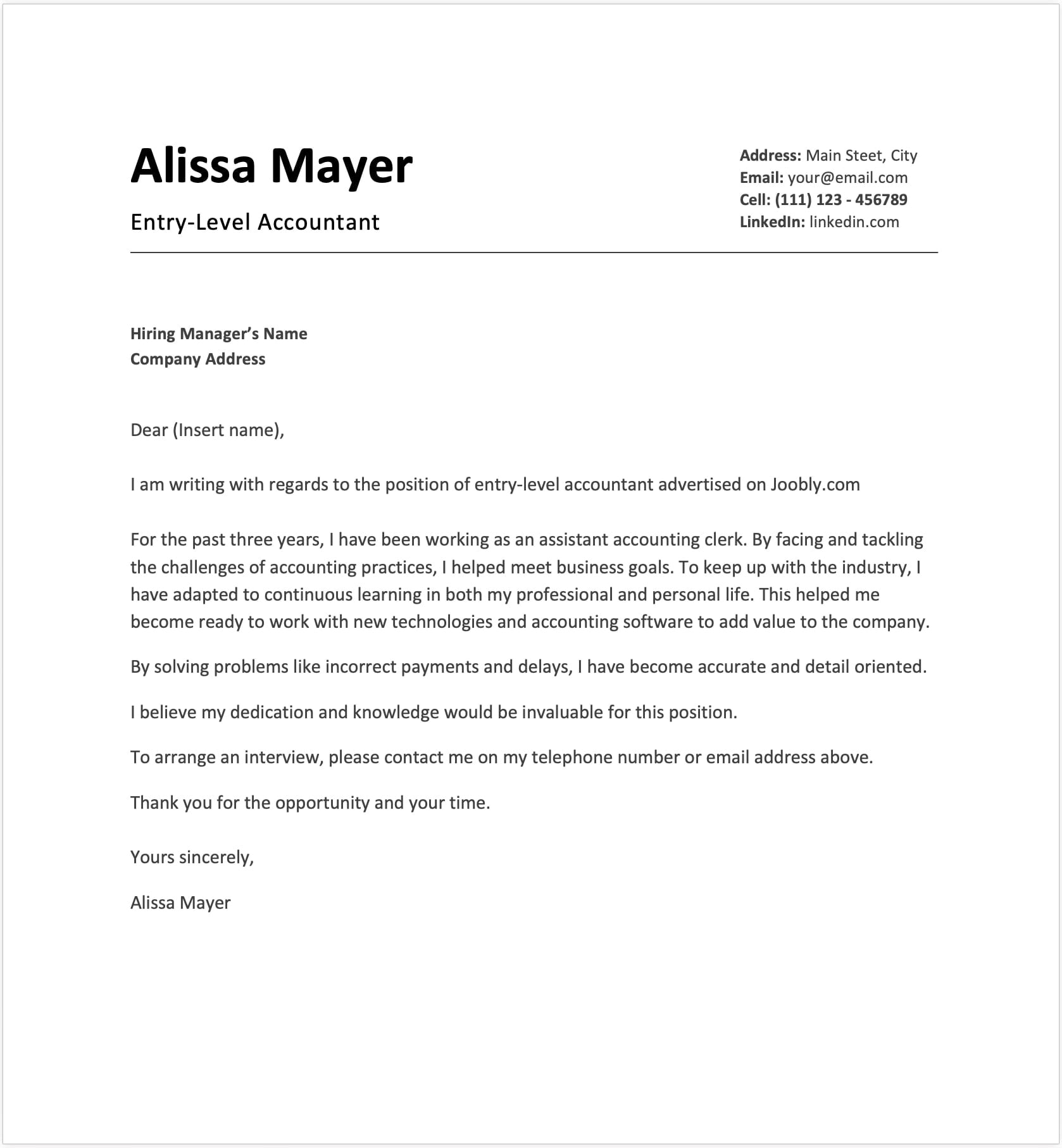 no relevant experience cover letter