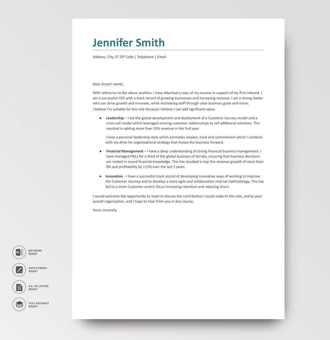 Free Cover Letter Template 100080 Green Word