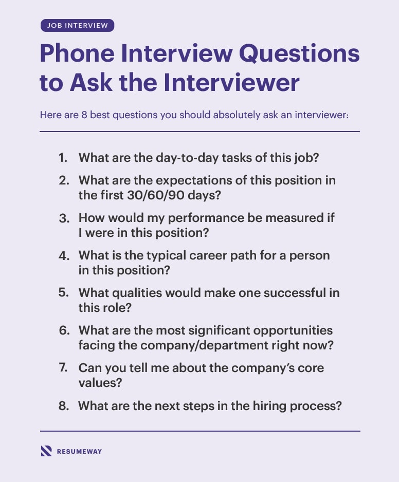8 Best Phone Interview Questions to Ask the Interviewer – Resumeway