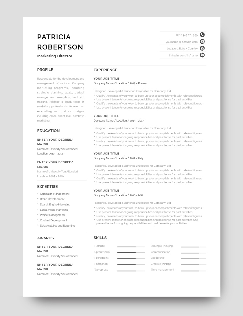 Elegant Resume Template 120670, MS Word, Pages.