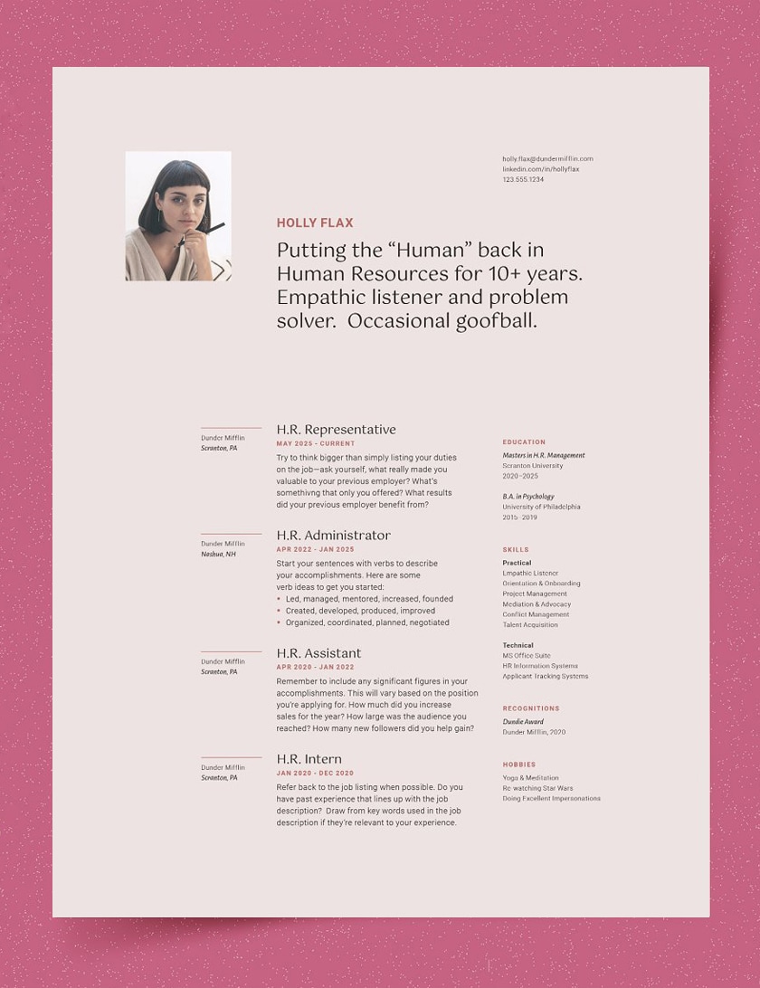 Resume Template Holly