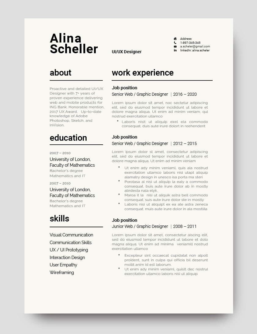 Word Professional Resume Template 120910. Fully customozible in MS Word, Pages.