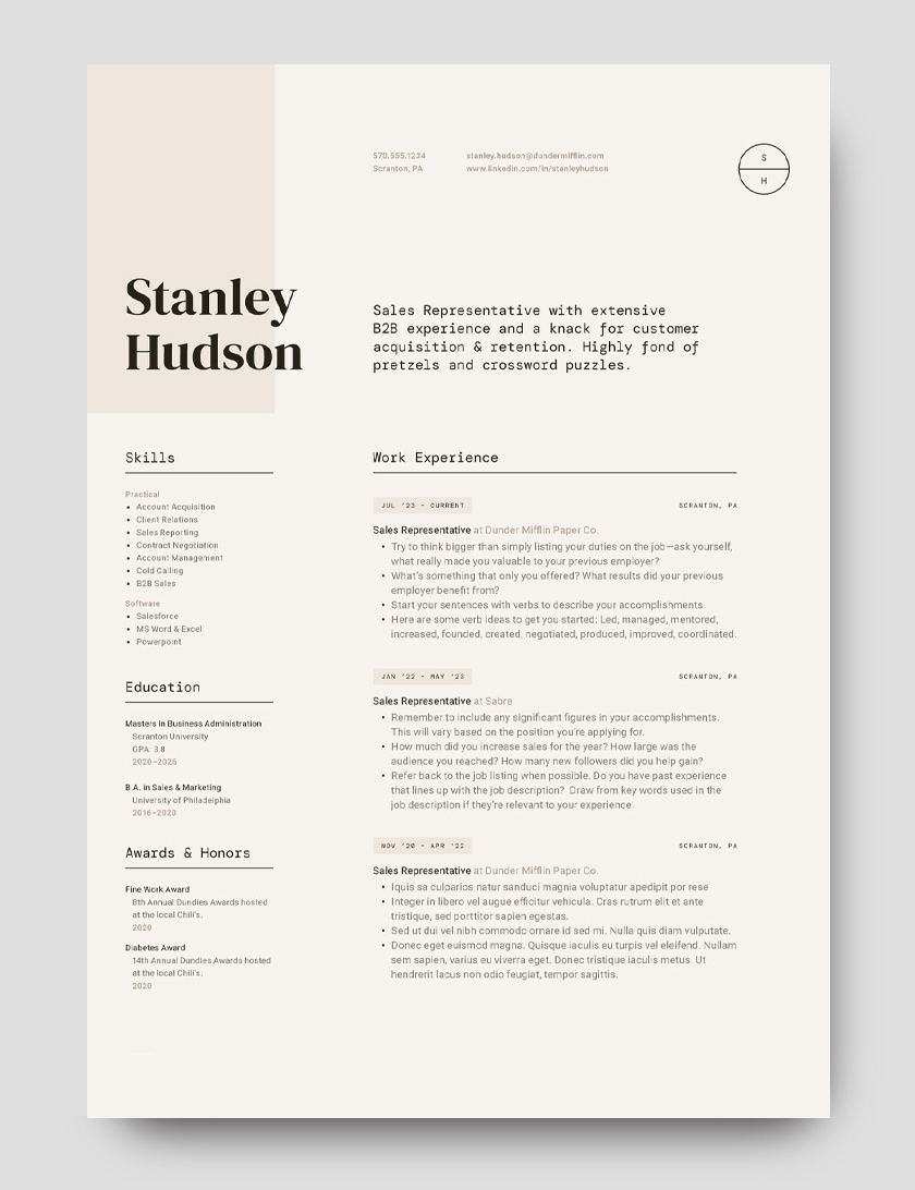 Word Resume Template Stanley